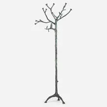 Diego Giacometti, Tree with owl coatrack, c. 1985, patinated bronze