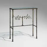 Diego Giacometti, Console table, c. 1985, patinated bronze, glass