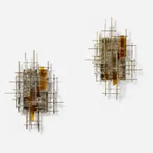 Rare and Large wall lights, pair by Albano Poli, c. 1965, glass, steel, sold Jul 2025