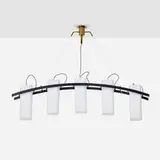 Angelo Lelii, Chandelier, model 12701, 1958, enameled aluminum, frosted glass, brass