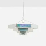 Bruno Munari, Esagonale suspension lamp, 1959, zinc-plated aluminum, steel