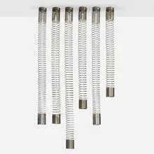 Angelo Mangiarotti, Spirali ceiling lights, set of six, 1974, chrome-plated steel