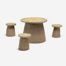 Stan Bitters, Mushroom table and three stools, c. 1975, glazed stoneware
