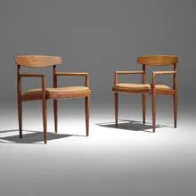 Sam Maloof, Armchairs, pair, c. 1970, walnut, vinyl