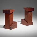 Zanini de Zanine Caldas, Solid Beam Bar Stools, pair, c. 2000, ipe
