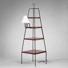 etagere by Tommi Parzinger, iron, walnut, sold Oct 2001