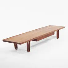 Long John bench by Edward Wormley, c. 1946, walnut, sold Oct 2001