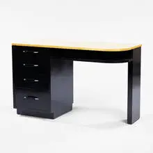 Eliel Saarinen, desk and shelf, c. 1948, birch, aluminum
