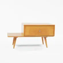 low table and cabinet by Paul McCobb, 1949, birch, aluminum, sold Jun 2001