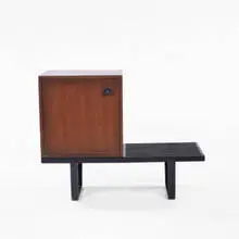 bench and cabinet by George Nelson, c. 1948, walnut and ebonized wood, sold Jun 2001