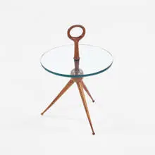 1950s, table, 1950s, walnut, glass