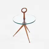 1950s, table, 1950s, walnut, glass
