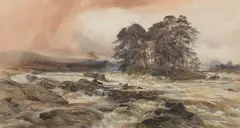 The Dochart in spate, Killin by Paul Jacob Naftel, sold Sep 2019