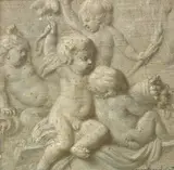 Jacob de Wit, Sketch of Putti, Indistinct script verso