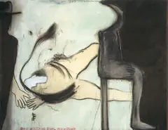 Max Neumann, Der Abstand zum Hochstand, 1982, Tempera und Kohle auf Nessel