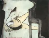Max Neumann, Der Abstand zum Hochstand, 1982, Tempera und Kohle auf Nessel