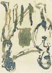 Adieu by Georg Baselitz, 1982, Blaue Tinte auf Papier, sold Dec 2007