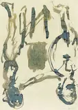 Adieu by Georg Baselitz, 1982, Blaue Tinte auf Papier, sold Dec 2007