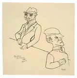 Zwei Männer am Tresen by George Grosz, Um 1918, Tuschfeder auf Japanbütten, sold Jun 2010