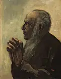 Lesser Ury, Kopfstudie eines alten Mannes zum Gemälde ,Jerusalem', Um 1895, Öl auf Pappe, auf Pappe aufgezogen