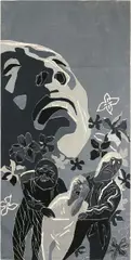 Fang Lijun, Ohne Titel, 2001, Farbholzschnitt auf drei Bögen Japanpapier
