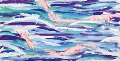 Schwimmer by Salomé, 1982, Acryl auf Papier, sold Nov 2015