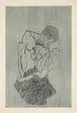 Egon Schiele, Kümmernis, 1914, Kaltnadel in Grünschwarz auf Velin