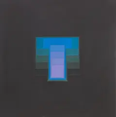 Karl Gerstner, Color sound 15 margin intro version, 1973, Relief aus Nitrolack auf Phenolharzplatten