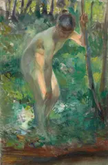 Weiblicher Akt by Ludwig von Hofmann, 1894, Öl auf Leinwand, auf Pappe aufgezogen, sold Jun 2022