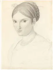 Peter Rittig, Bildnis Vittoria Caldoni, 1820, Bleistift auf Velin, an den Rändern mit Deckweiß überarbeitet