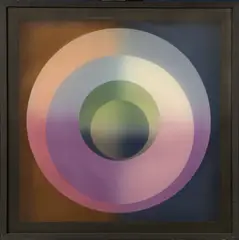 Xanti Schawinsky, Inversal (SP 542), 1977, Airbrush auf Gaze und Leinwand (2-lagig)