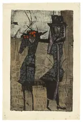 Horst Janssen, Witwen, 1957, Farbholzschnitt auf Japan