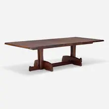 Miles Karpilow, Custom dining table, c. 1972, hand-carved walnut