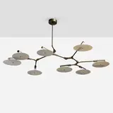 Lindsey Adelman, 9-Light Branching Disc chandelier, model BD.09.01, 2019, oil-rubbed bronze, porcelain
