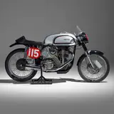 Norton Motors Ltd., Norton Manx motorcycle, c. 1960, steel, leather, rubber, enameled fiberglass, plastic