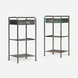 Jean Prouvé, Nightstands from the Lycée de Metz, pair, 1935-36, enameled steel, aluminum