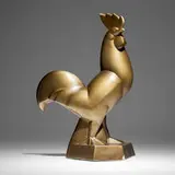 Jan Et Joël Martel, Coq, c. 1930, painted and cast lakarmé