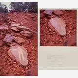 Andy Goldsworthy, A stone laid on previously for several hours/slow rain dried as quickly as it wetted/returned in summer sun and showers five shadows in three days/Gatelawbridge Dumfriesshire