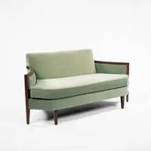 1940s, settee, walnut, upholstery