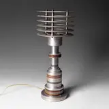 Pattyn Products, table lamp, 1930s, aluminum, brass, bakelite