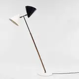 Oluce, floor lamp, 1950s, brass, steel, marble