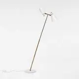 Oluce, floor lamp, 1950s, enameled metal, brass, marble