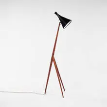 Östen Kristiansson, floor lamp, 1954, enameled metal, teak