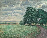 Theo von Brockhusen, Landschaft mit Weg und Baumgruppe