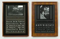 Reinhard Mucha, BBK Edition, 1990, 2-teilige Arbeit: Offset auf Papier in Holzrahmen mit gefärbtem Glas