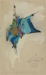 Wilhelm Kuhnert, Blauracken, 1905, Öl auf Leinwand, auf Pappe aufgezogen