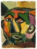 A. R. Penck, Kopf. 1980er Jahre, Aquarell und Lack auf Papier