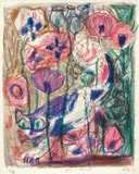 Otto Dix, Katze im Mohnfeld, 1968, Farblithographie auf Rives-Velin