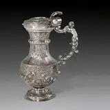 Albrecht Biller, Schenkkanne von Herzog Christian von Sachsen-Weißenfels (1682-1736). 1695-1699 und um 1715, Silber, gegossen, getrieben, ziseliert; innen feuervergoldet. 28,5 cm (11 ¼ in.)