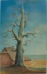 Franz Lenk, Sterbende Eiche, 1946, Öl und Eitempera auf Leinwand auf Holz
